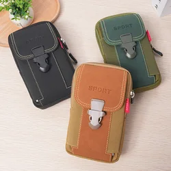 1Pcs Mobile Waist Bag Construction Site Men's Wearing Belt Mobile Phone Bag Multifunctional Vertical Canvas