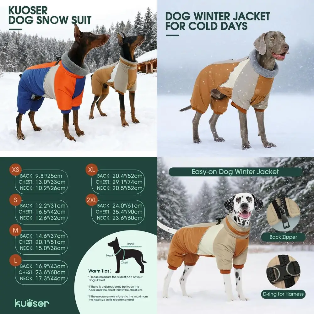 

Зимняя куртка для крупных собак со встроенной шлейкой, светоотражающая, подходит для корги, лабрадоров - коричневая XXL