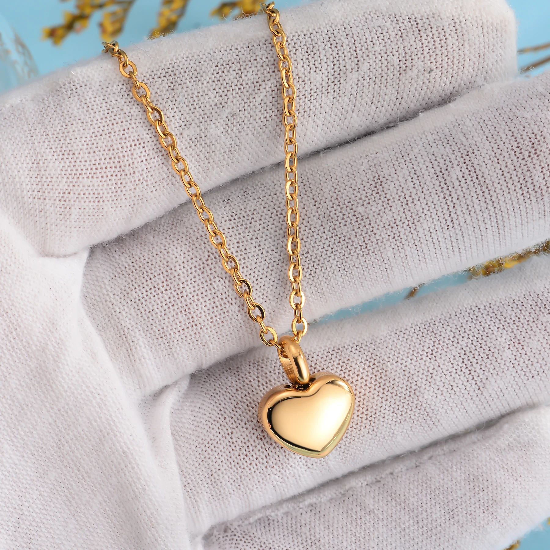 Stainless Steel Small Heart pendant Cremation heart  Charm Necklace makings  Memorial jewelry For Women