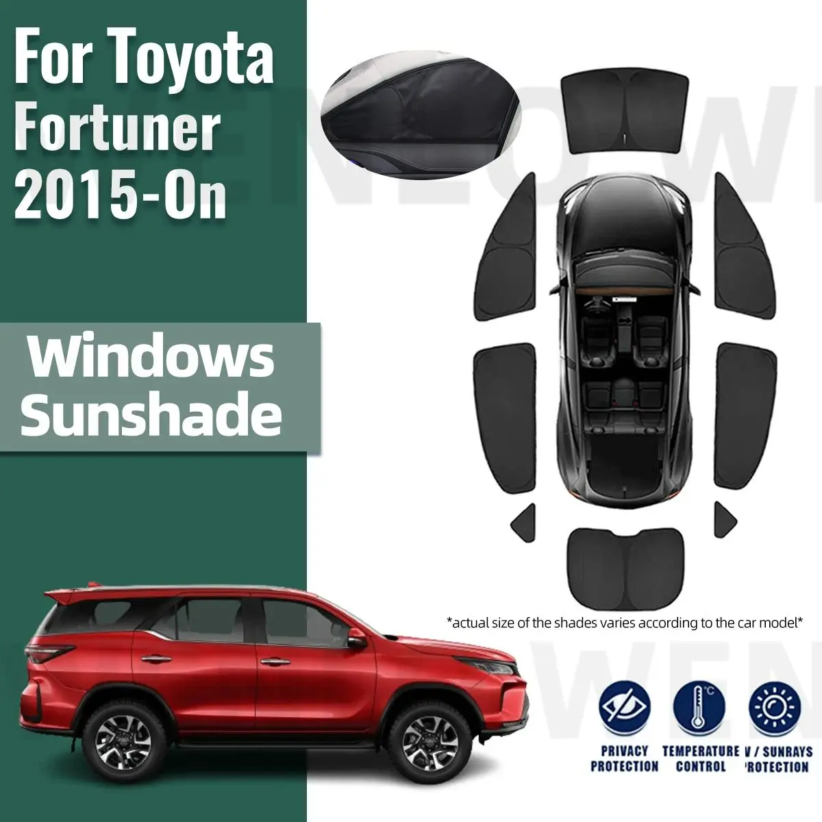 

For Toyota Fortuner 2016-2022 2023 Full Cover Car Sunshade Shield Front Windshield Frame Curtain Rear Side Window Sun Shades