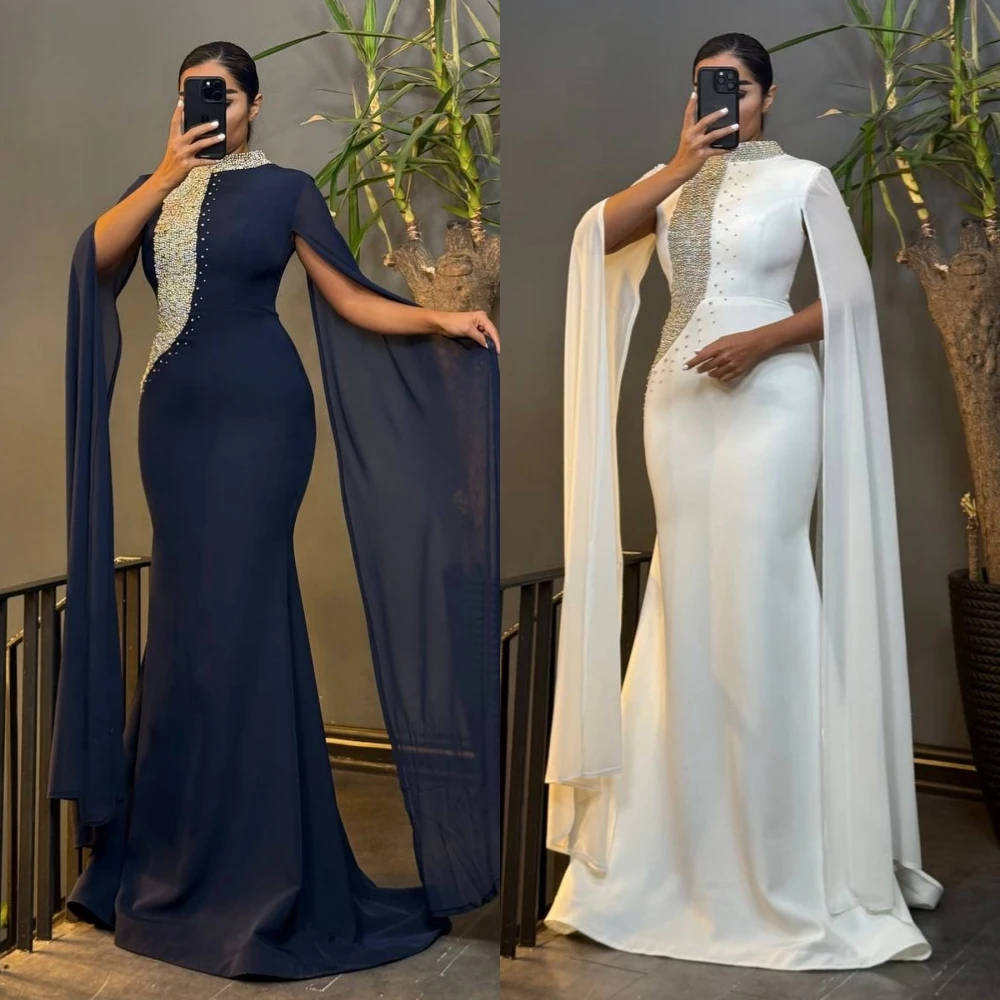 

Customized Formal Evening Dress Rhinestone High Collar Trumpet Long Dresses Bespoke Occasion Elegant Party Wedding Glitter