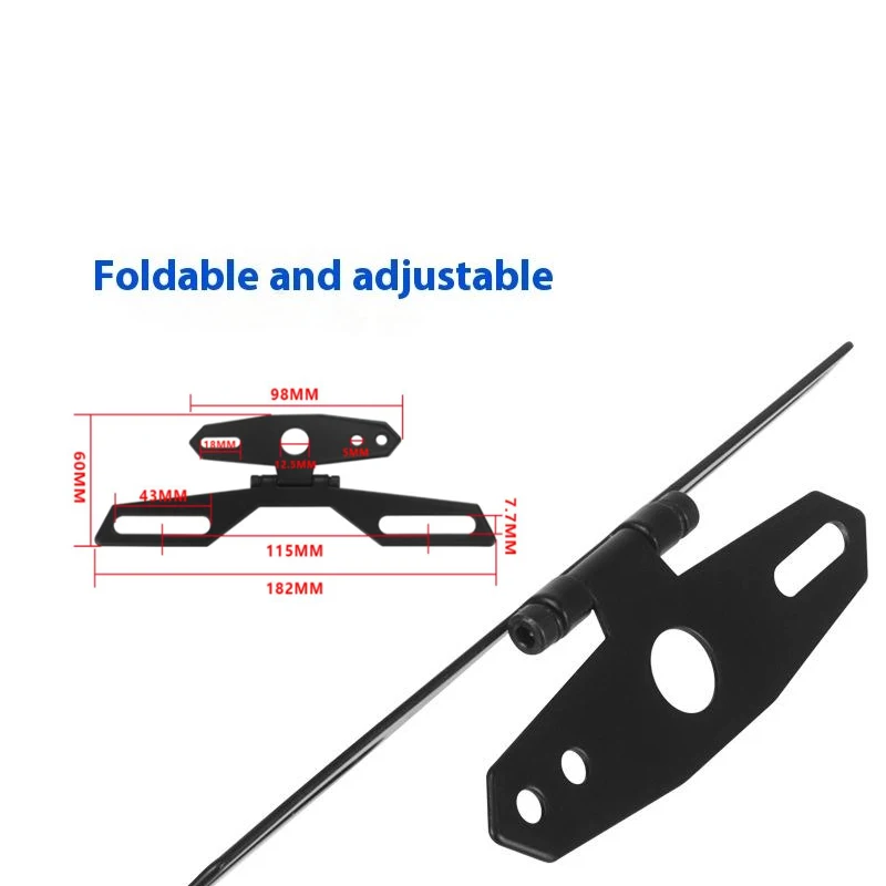 

1Pc Black Motorcycle License Plate Bracket Taillight Mount Support Foldable Number Plate Holder Universal Motorbike Accessories