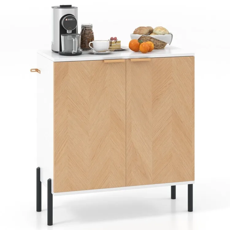 

Modern Storage Cabinet Doors Kitchen Sideboard Buffet Dining Room W/ Metal Legs