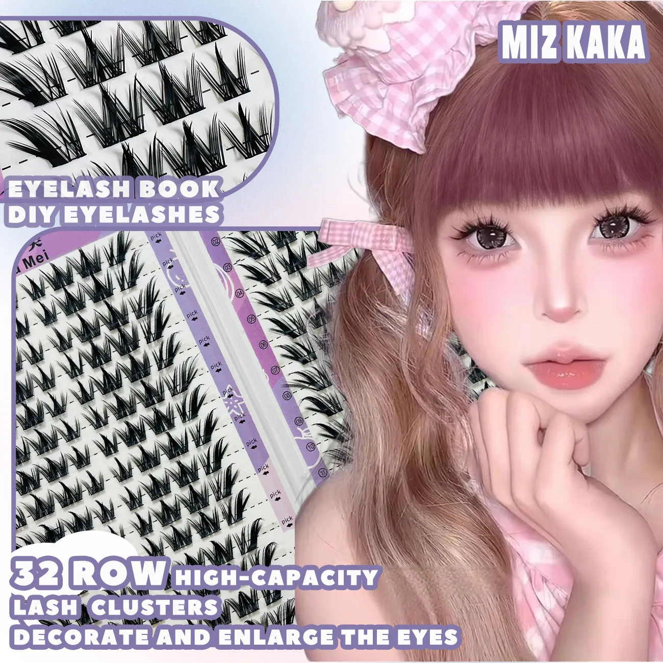 

Fox Puppy Series False Lashes 32 Rows Large Capacity Individual Cluster Natural Look Wide Stems Daily Party Eyelash Extensions