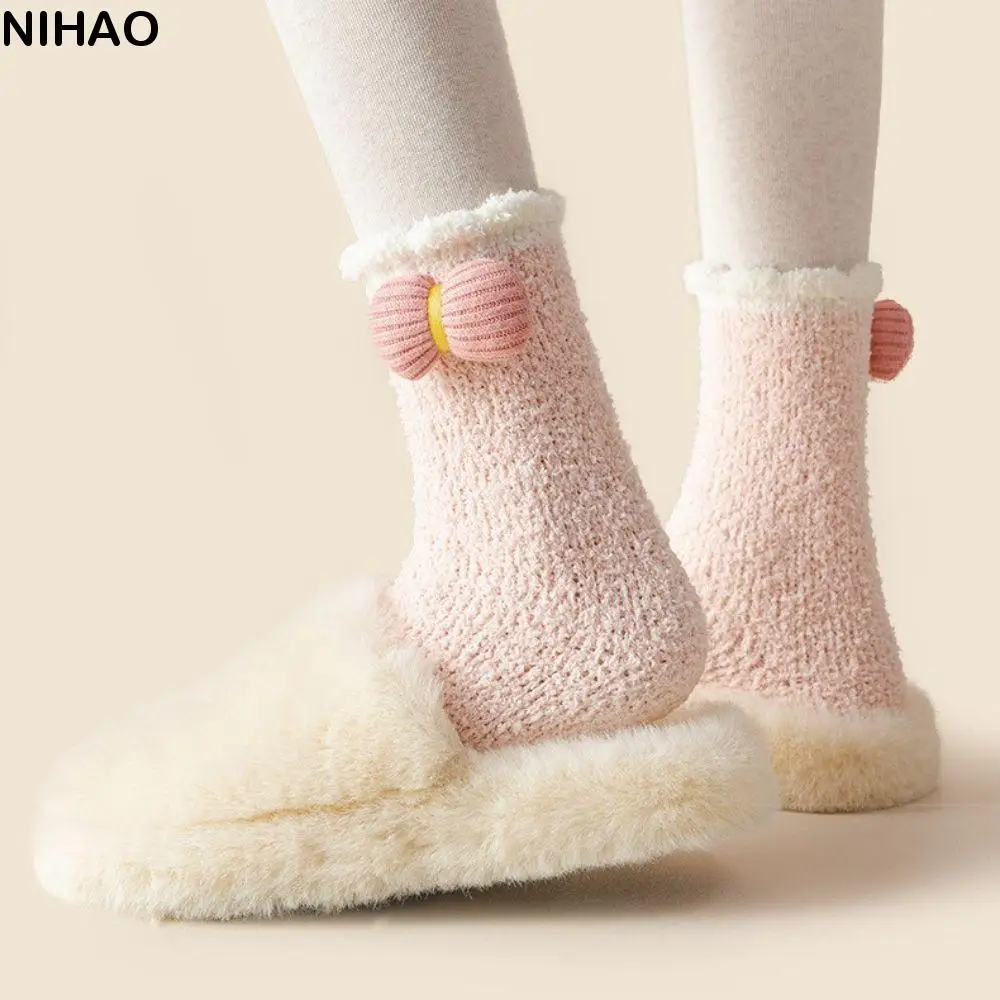 Cute Winter Home Comfortable Fluffy Breathable Floor Socks Student Socks Women Thicken Socks Coral Fleece Socks