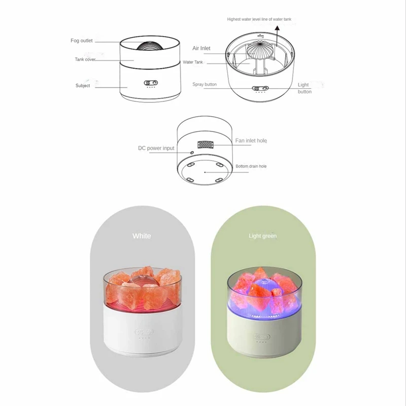 เครื่องทำความชื้นแบบ2 in 1, เครื่องทำความชื้นตั้งโต๊ะ lampu tidur USB ใช้ในบ้านปรับได้2แบบ