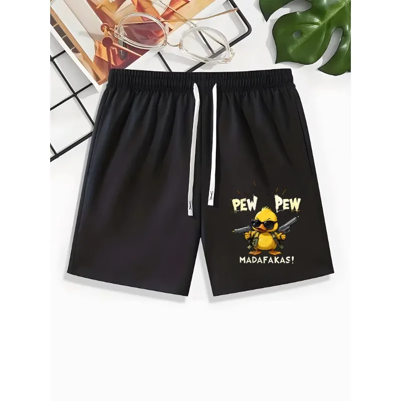 

Летние повседневные спортивные шорты, подходящие для занятий спортом на открытом воздухе, с крутым принтом в виде утиного оружия, модные мужские шорты.