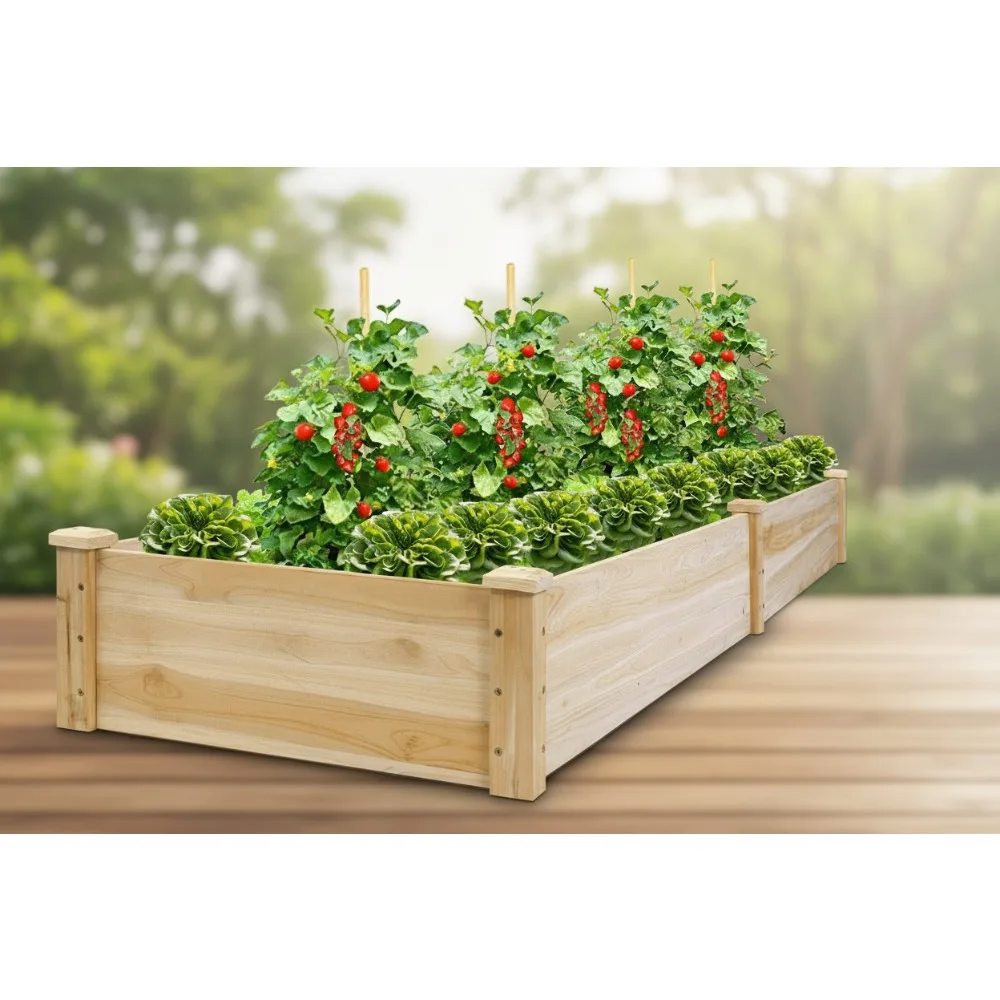 

Large Elevated Wooden Garden Bed Planter Box for Vegetables Flowers Outdoor Patio Deck Balcony Gardening