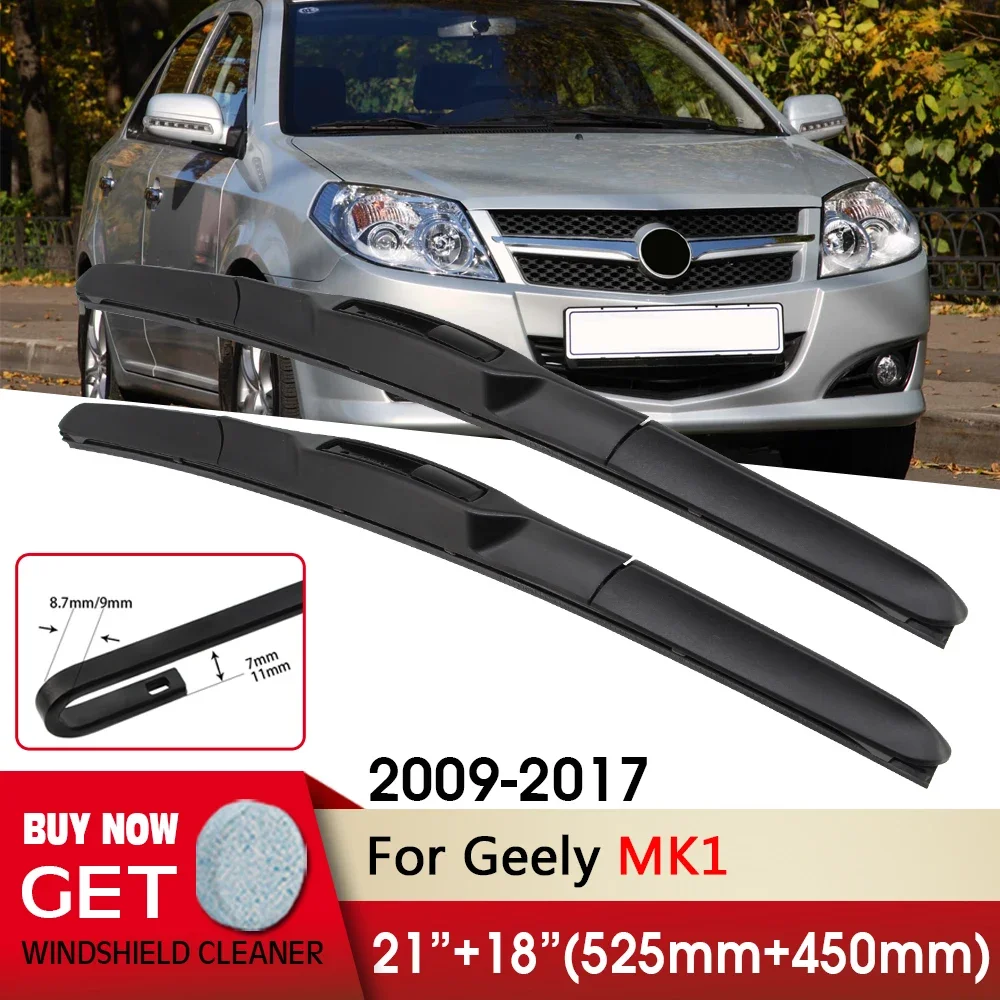 

Car Wiper RHD & LHD Front Wiper Blade Fit U Hook Arm Windshield Windscreen Front Window 21"+18" For Geely MK1 2009-2017