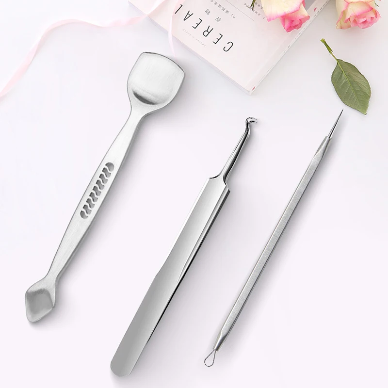 Rvs Mee-eter schop Dubbele Hoofd Remover Tool Puistje Acne Talg Verwijderen Gezicht Smet Extractor Gereedschap Gezicht Huidverzorging