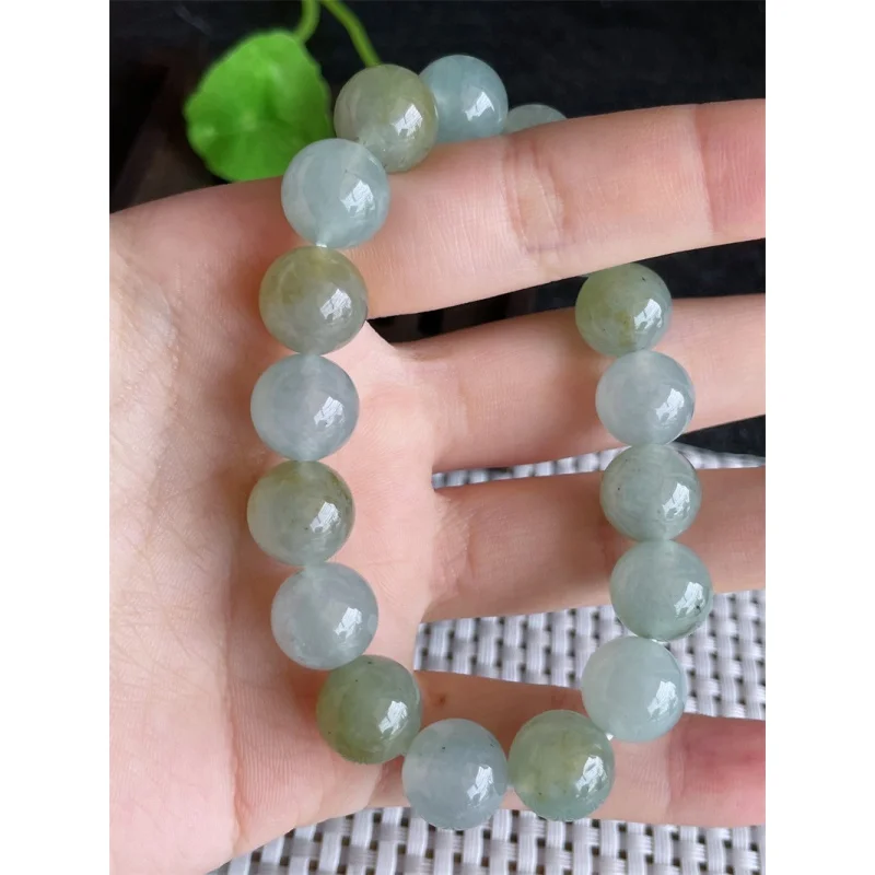 

Myanmar Natural a Bracelet Bead Ice-like Yellow Jadeite round Beads Jade 17 47.89G