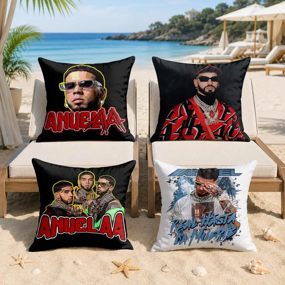 Singer A-Anuel AA Rap Cushion Cover Silky Short Plush Invisible Zipper Dustproof Sofa Pillow Case For Home Decor