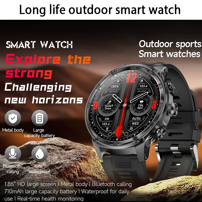 2024 New For Huawei Xiaomi Men GPS Track Smart Watch 1.85 Inch Ultra HD AMOLED Screen 710 Mah Battery Bluetooth Call Smartwatch