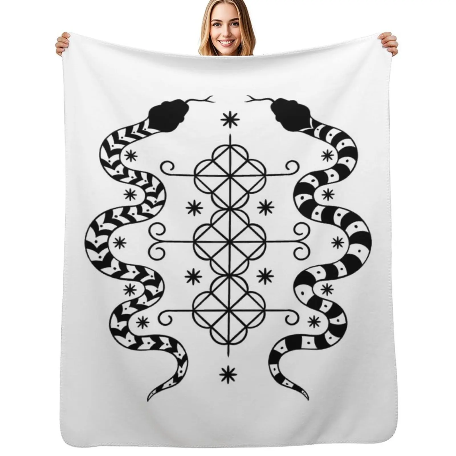

Damballah Wedo Veve loa symbol Throw Blanket Hair Decorative Sofas Stuffeds Single Blankets