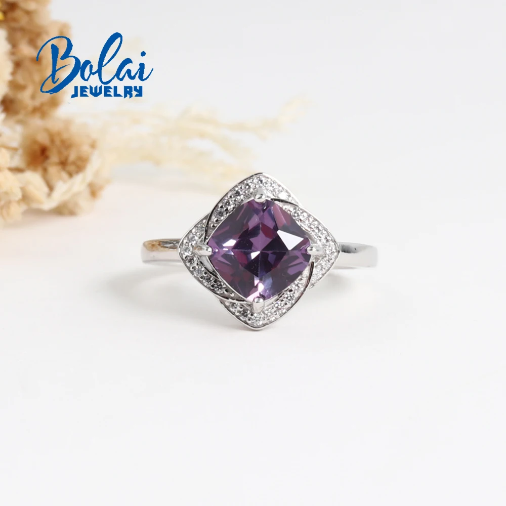 خاتم من الفضة الإسترليني عيار 925 مربع 8.0 ملم تغيير لون ألكسندر نانو مجوهرات راقية لهدية عيد ميلاد الذكرى السنوية للنساء