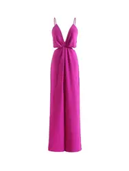 Women's Hollow Out Pleated Wide Leg Jumpsuits, Sexy Backless With Zipper, Thin Straps, Female Playsuits, Fashion
