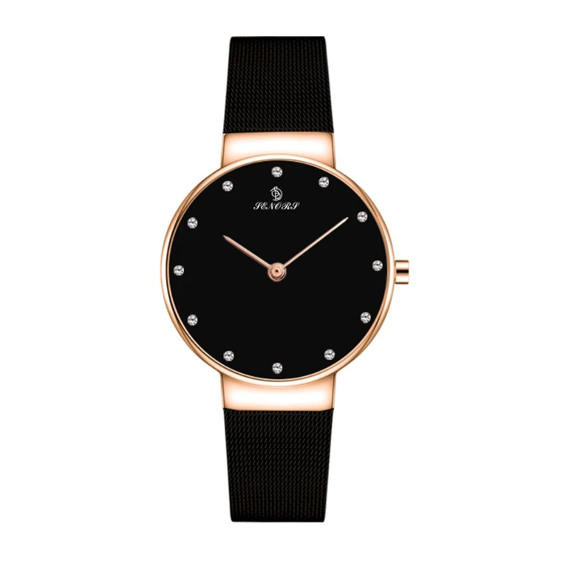 Luxury fashion ultra-thin two-needle quartz watch steel webbing simple classic trend waterproof women's watch new birthday gift