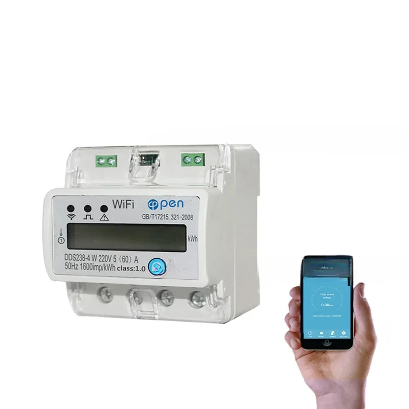 WIFI electricity meter smart energy meter 5(60)A 110V 230V Single phase Din rail over/under voltage current protection RS485