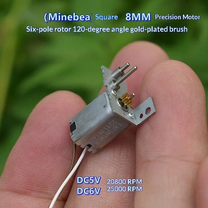 1/5Pcs DC 3V 5V 6V 25000RPM High Speed Engine 6-pole Rotor Motor Mini Micro 8mm Square Electric Motor