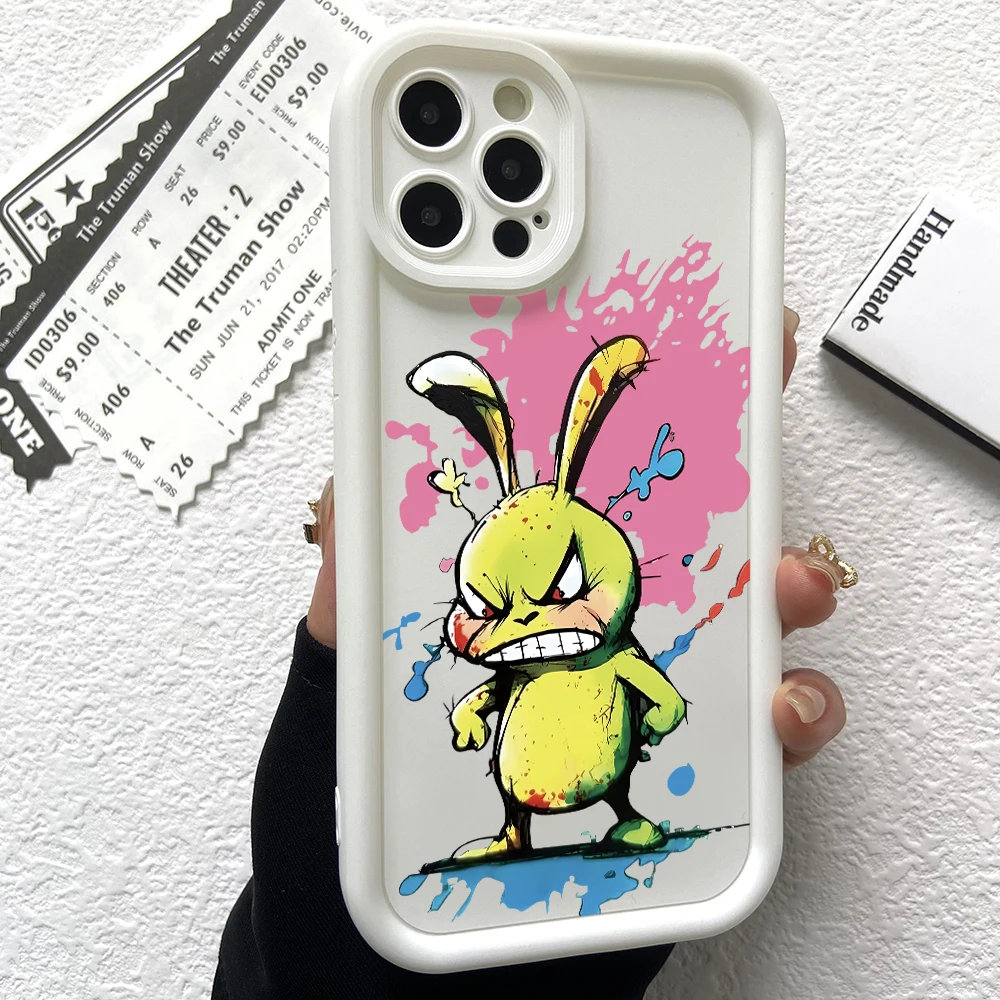 Graffiti Rabbit Phone Case for Xiaomi Mi 14 12T 11 Lite Poco C61 X5 X4 X3 NFC GT M6 M3 F5 F4 Pro 4G 5G Soft Ladder Lens Cover