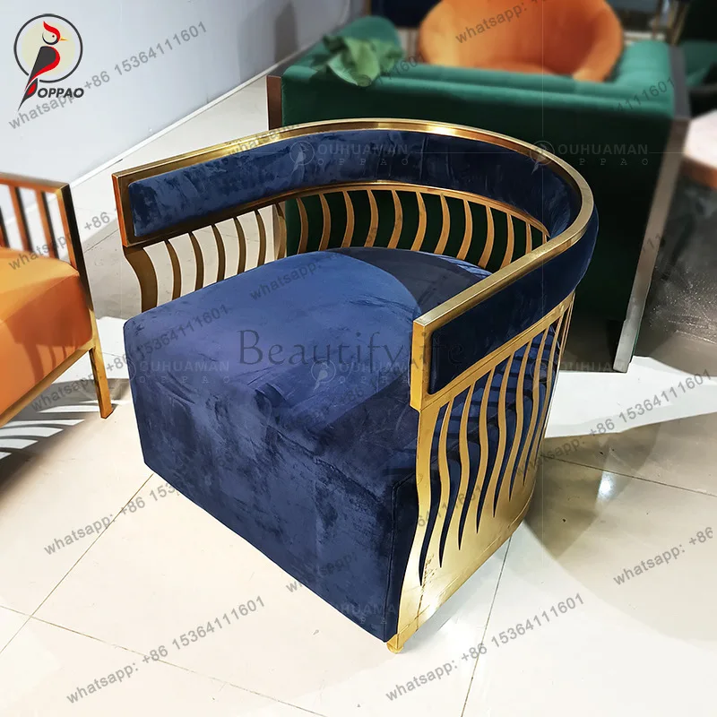 

Американское кресло для отдыха с высокой спинкой и подлокотниками из нержавеющей стали, фланелевое, для салона красоты, отеля, диванное кресло