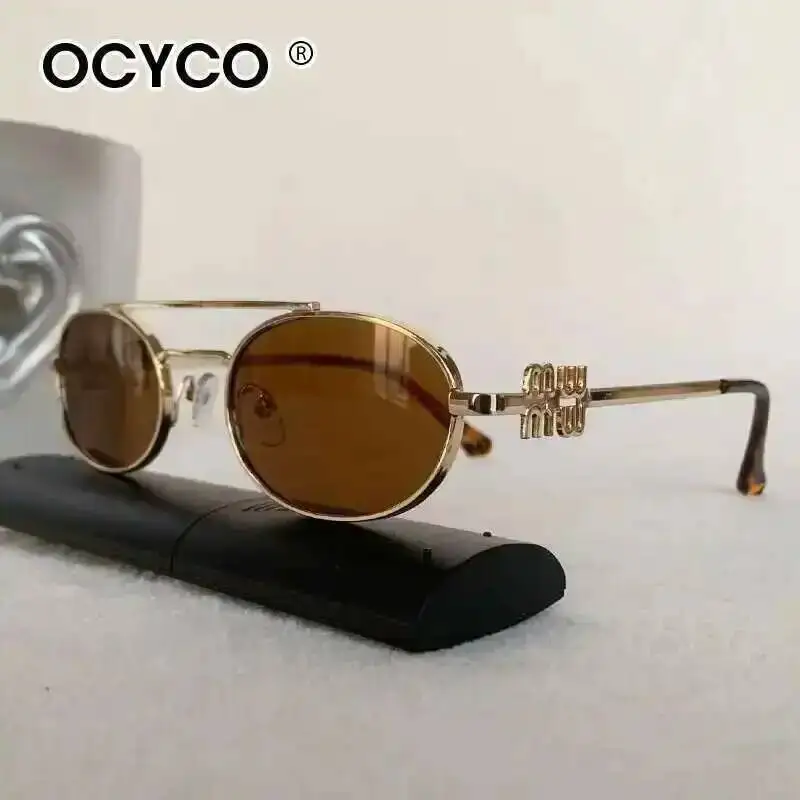 

Fashion Metal Double Bridges Sunglasses For Women And Men UV400 Luxury Brand Sun Glasses Alloy Oval Eyewear Trendy Shades