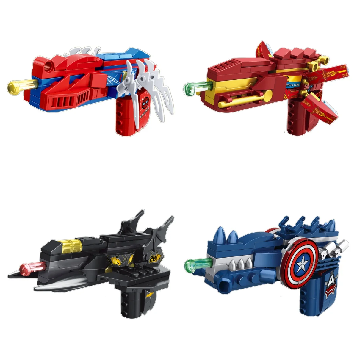 9013 9025 4-in-1 Building Block Set Creative DIY Puzzle Blocks Multi-Model toy gun Educational Fun Assembly Kit for Kids Gift