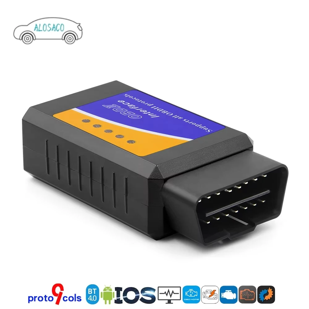 Bluetooth 4.0 OBD 327 V1.5 BLE Car Scanner 9 Protocol ELM Supports Android Apple OBD 2 16 Pin Connector  OBD II Male