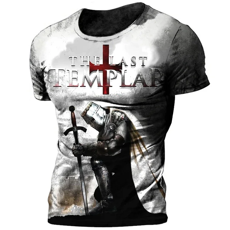 3d Print Summer Men T Shirt Jesus Religion Crucifix Vintage Knights Templar T Shirt Men's  Short Sleeve Oversized Top Clothes