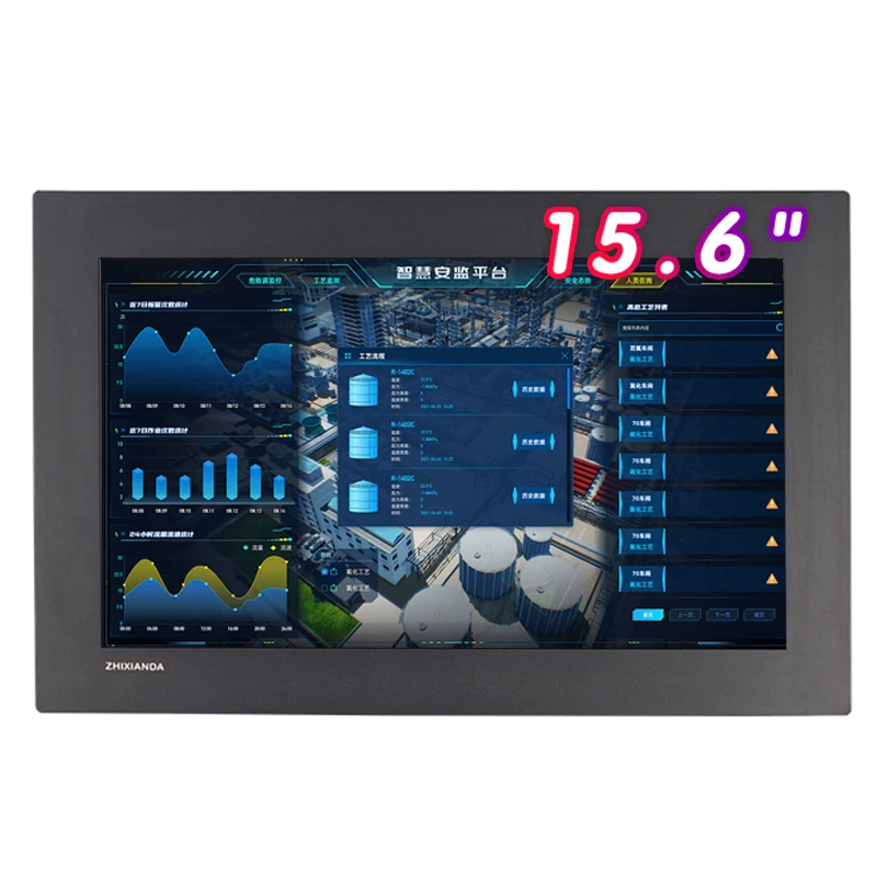 15.6 Inch 1920*1080 Embedded PCAP Touch Screen Industrial Display Monitor Resisitive Panel Mount  with HDMI/VGA/DVI