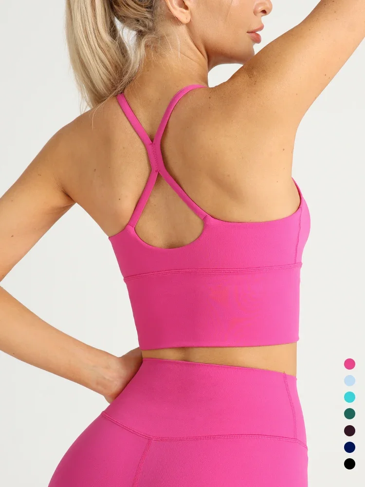Women Sexy Cross Back Yoga Vest High Intensity Shockproof Breathable Removable Bra Pad Outdoor Leisure Exercise Yoga Sports Top