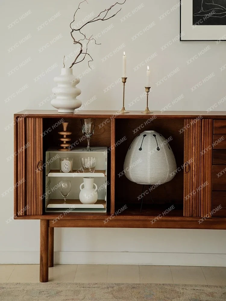 N Средневековый обеденный боковой шкаф из цельного дерева, шкаф из тикового дерева, ретро шкаф с рольставнями, шкафчик для гостиной, дома, шкафчик для хранения