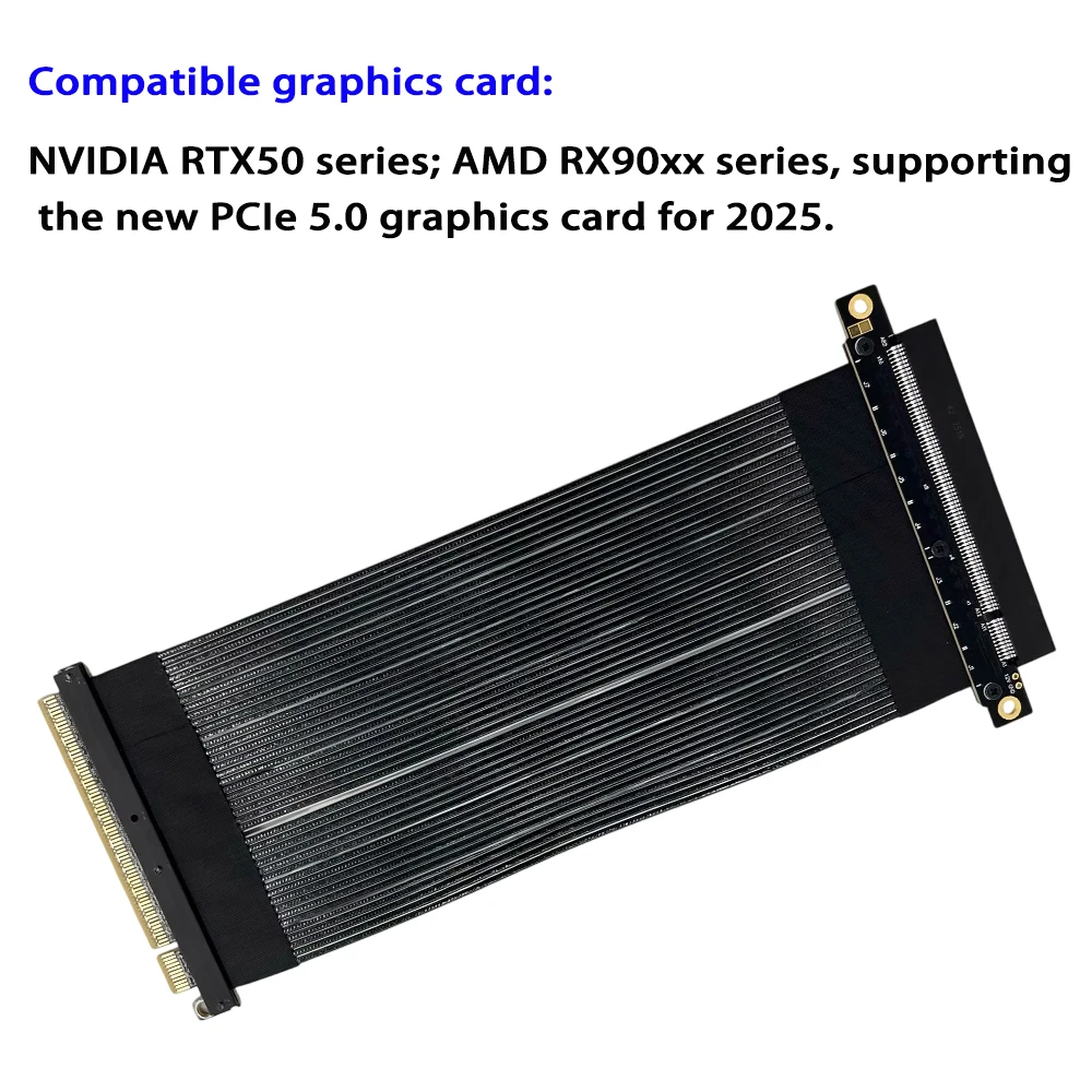 ADT-Link PCIe 5.0 X16 Extension Cable 512Gbps Gen5 Adapter Riser 90 180 Degree GPU for PC Case NVIDIA RTX50 AMD RX90 5~100cm
