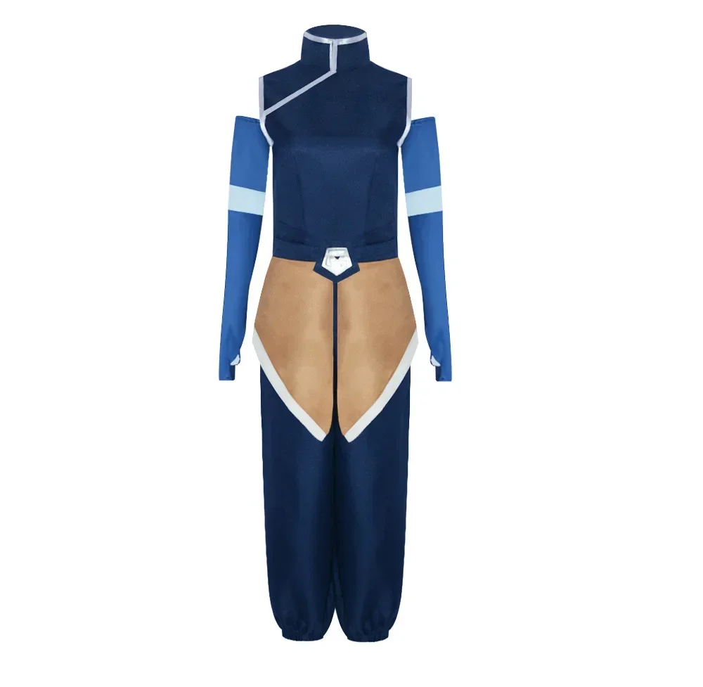 Disfraz de Anime Avatar The Last Airbender Korra, Top azul, pantalones, uniforme, conjunto completo, traje elegante para fiesta de juegos de Carnaval y Halloween