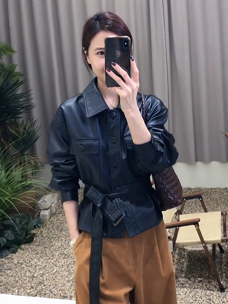 韓国製 スレオルレザー ジャエット レディース 春2026 冬新作 小さいサイズ スリムフィット イルト スタンドエディション ロングスベ