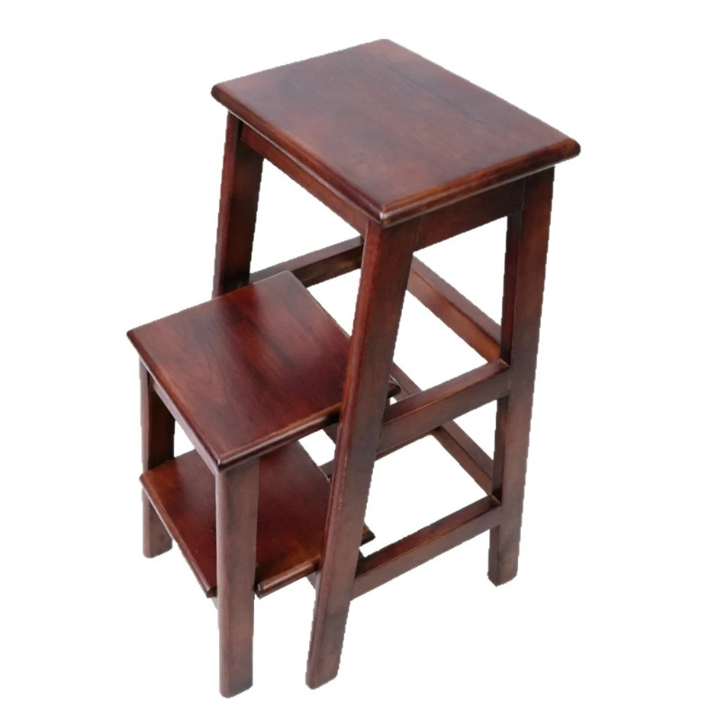 

LMM solid wood ladder stool dual-purpose step ladder household multi-functional folding three-step ladder