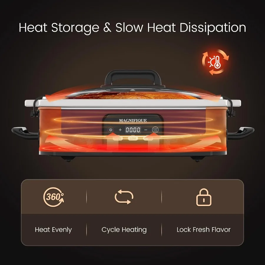 طباخ بطيء قابل للبرمجة سعة 4 لتر مع طبق خبز سيراميك لتناول الطعام العائلي، أجهزة مطبخ متينة وآمنة للفرن، مثالية لـ #6