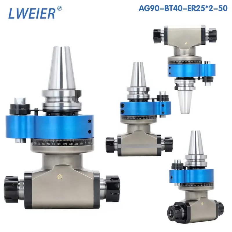 Hot-selling right angle milling head AG90-BT40-ER25-50 two-way output side milling head numerical control corner head