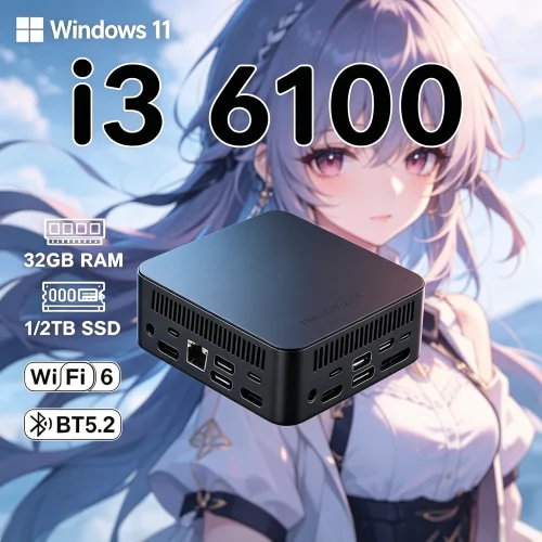 Sturdy Pocket MINI PC Windows 11 Pro Core I3 6100 32GB RAM 1TB 2TB SSD WIFI 6 BT5.2 4K HD Fluid Pastime Gaming Office Study Work