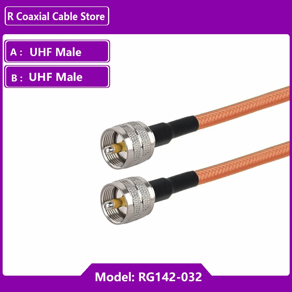 1PC RF Coaxial RG142 Cable UHF PL259 Male Plug to UHF PL259 Male Plug Connector 50Ohm  Crimp Wire Terminal Jumper pigtail Cable