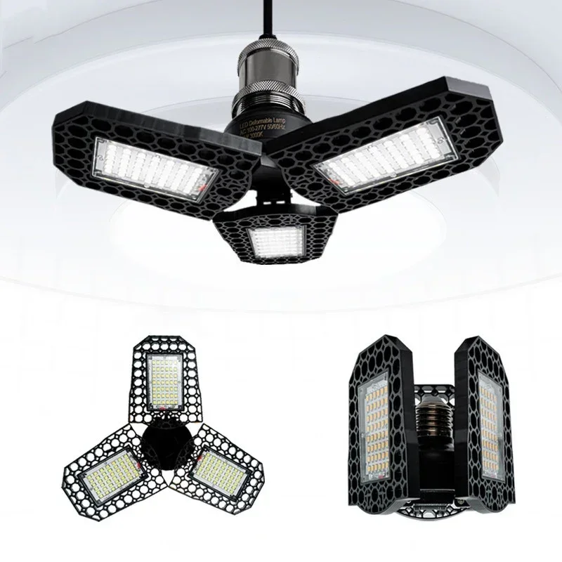 40/60/80W LED Garage Light Warm/cold Light Industrial Lamp High Brightness Deformable LED High Bay Workshop Warehouse Light Hot