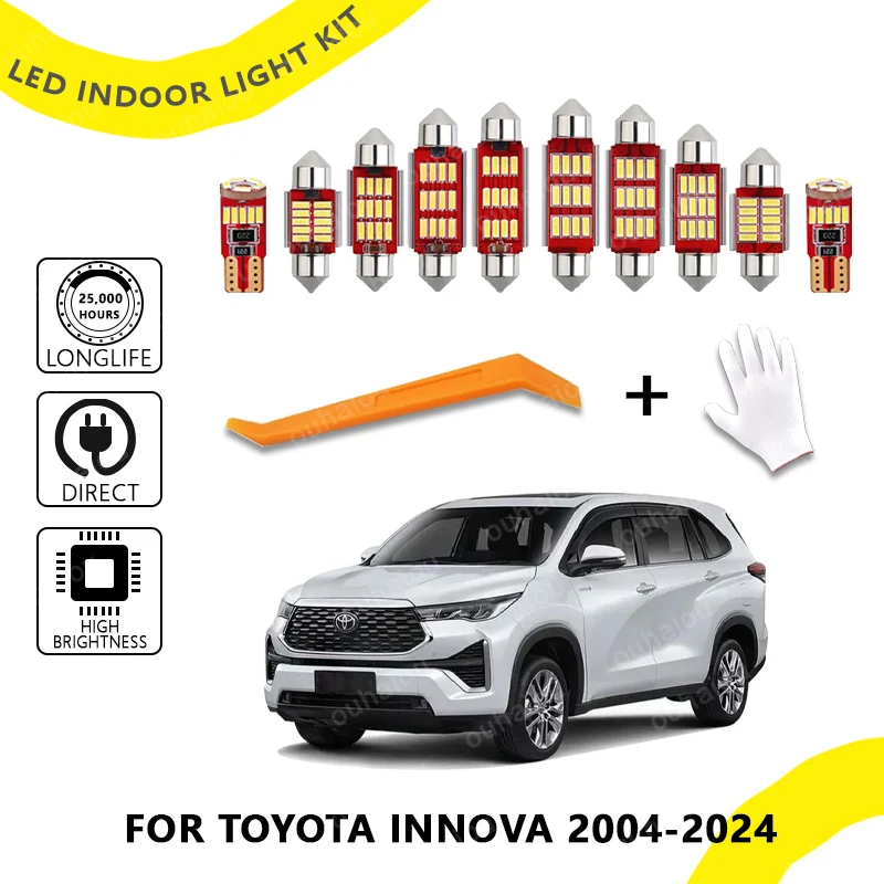 

14pcs For Toyota Innova Kijang Innova 2004-2024 Canbus Interior LED Vehicle Bulb Indoor Dome Map Reading Trunk Light Car Lamp