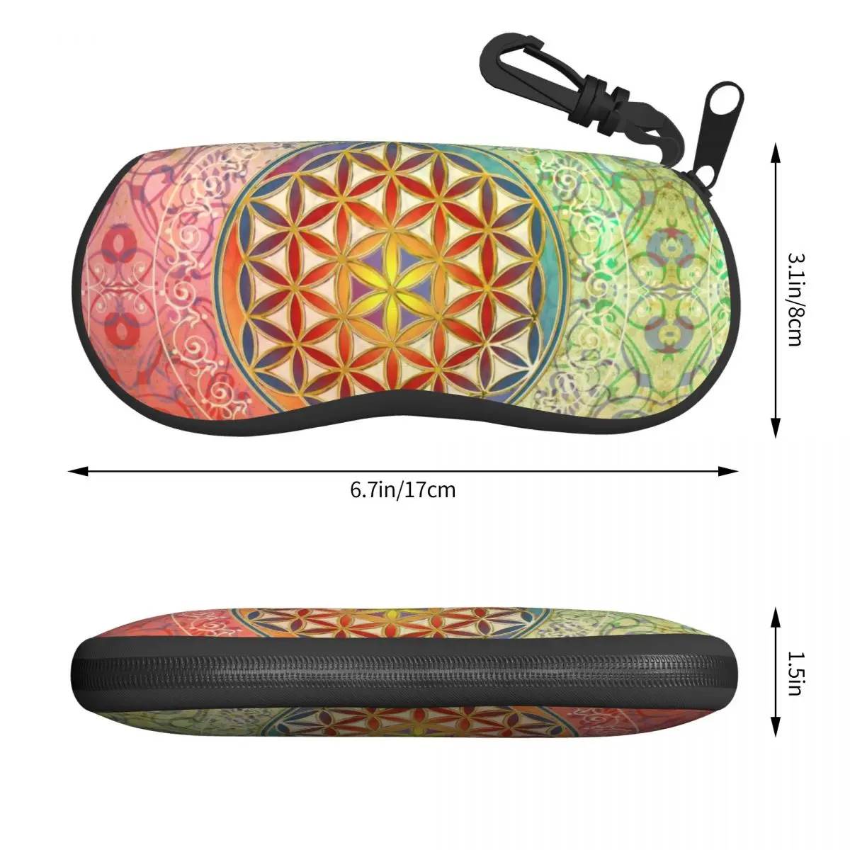 Flower Of Life Vintage Geometric Sunglasses Case Neoprene Zipper Mandala Shell Eyeglass Case Custom Protective Box For Glasses