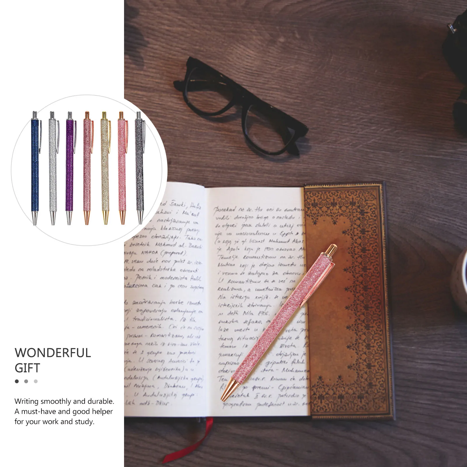 

7Pcs Ballpoint Set Creative Writing Study Stationery Smooth Portable Plastic Office