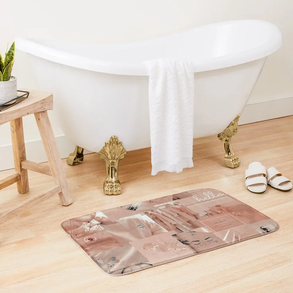 

Dusty Pink / Light Pink / Rose Gold Collage Bath Mat For Bathroom And Toilet Anti Slip Bath Stickers Set Ofs In The Bathroom Mat