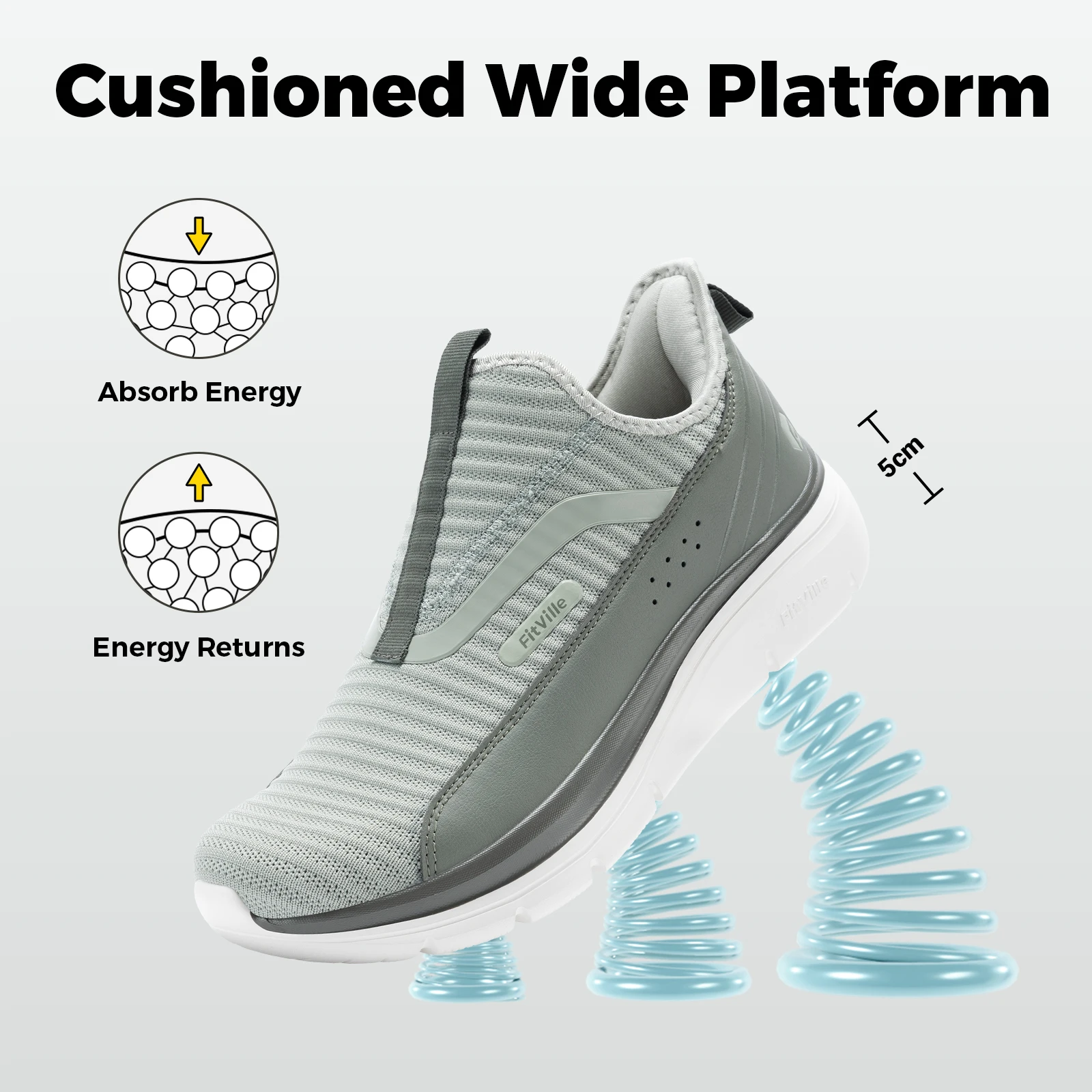 FitVille Men's Shoes Wide Toe Walking Shoes for Men Breathable Arch Support Casual Sport Sneakers for Foot Pain Relief Cushioned