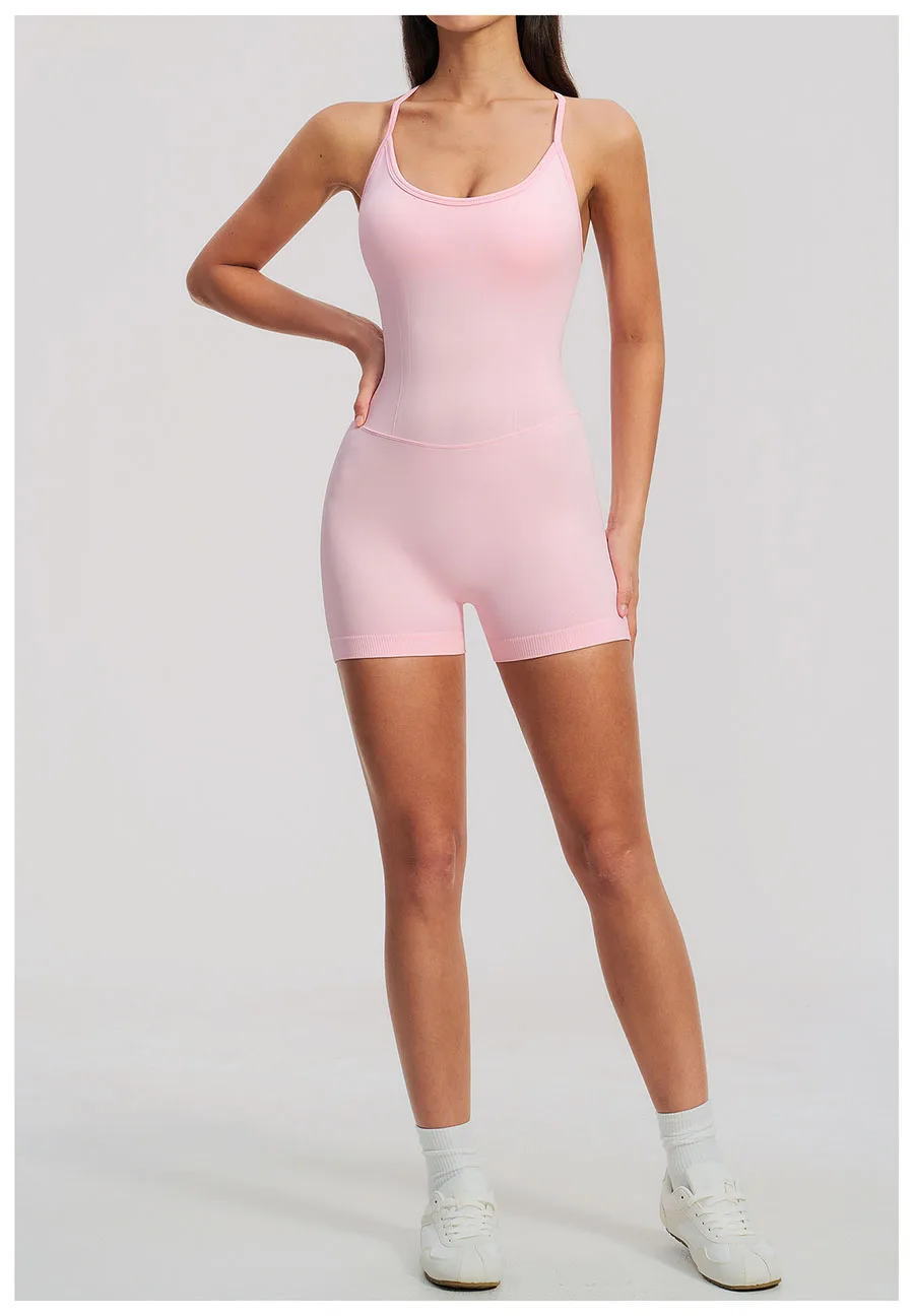 Yoga-Sets Nahtlose Gym-Jumpsuits Damen Einteiliger Sport-Bodysuit Overalls Aktivbekleidung Fitness-Trainingskleidung Kurze Outfits – Detail 11