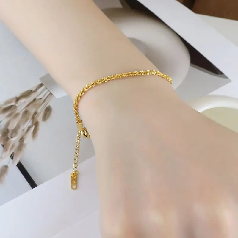 

Trendy Golden Chain Bracelet Adjustable Size For Women Charm Jewelry Exquisite Wrist Decoration Romantic Gift