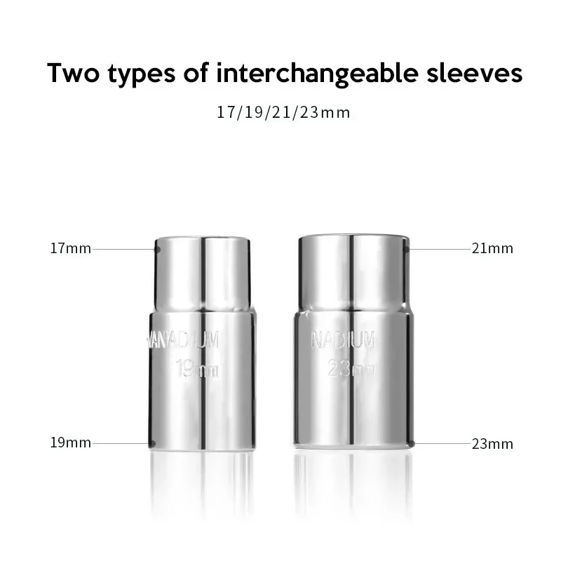 Tire Socket Wrench Set with Extended Telescopic Rod for Tire Repair Durable L-Type Wheel Lug Wrench with Socket 17/19 21/23mm