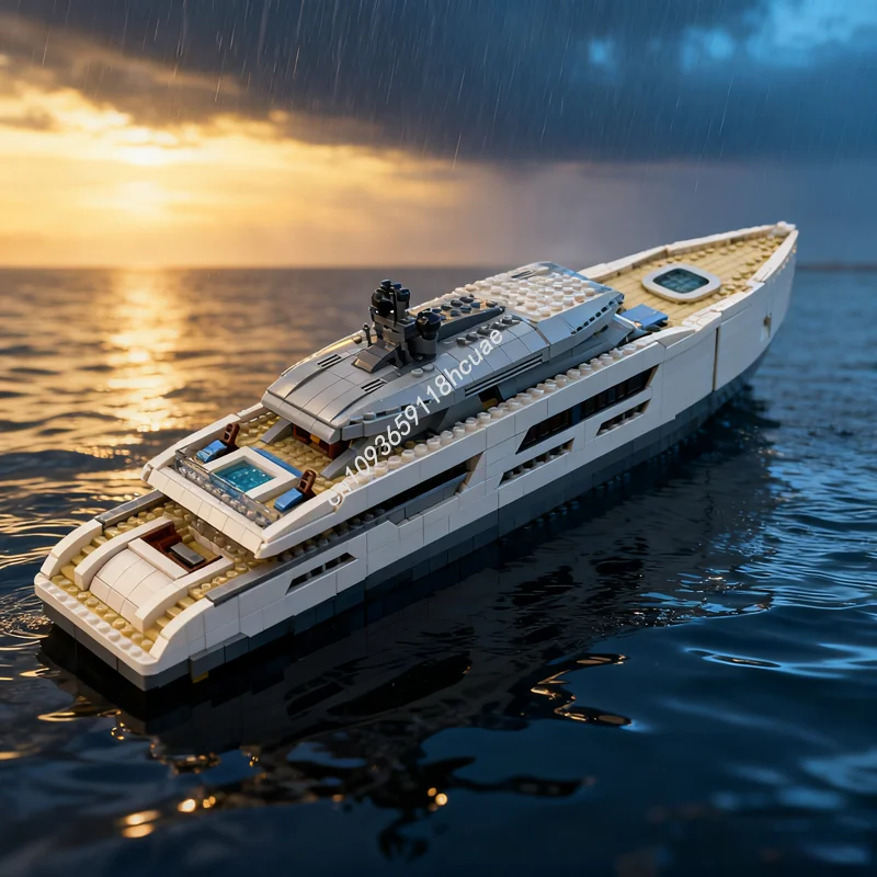 2977 個 MOC ミディスケールヨット ホワイトバージョン 2 モデルビルディングブロック アーキテクチャ クリスマスギフト クリエイティブおもちゃアイデア 教育子供向け